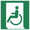 Señal ISO 7010 E026: Salida de emergencia para personas con movilidad reducida (izquierda)