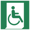 Señal ISO 7010 E030: Salida de emergencia para personas con movilidad reducida (derecha)