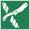 Señal ISO 7010 E035: Cuchillo de la balsa salvavidas
