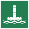 Señal ISO 7010 E055: Rampa de evacuación marina cerrada