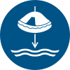 Señal ISO 7010 M040: Arriar el cabo de descenso de la balsa salvavidas