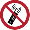 Señal ISO 7010 P013: Prohibido el uso de teléfonos móviles encendidos