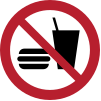 Señal ISO 7010 P022: Prohibido comer y beber
