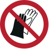 Señal ISO 7010 P028: Prohibido usar guantes