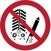 Señal ISO 7010 P040: Prohibido lanzar fuegos artificiales