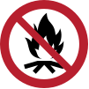 Señal ISO 7010 P045: Prohibido hacer fuego