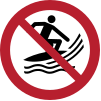 Señal ISO 7010 P059: Prohibido practicar surf