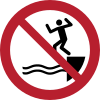 Señal ISO 7010 P061: Prohibido lanzarse al agua
