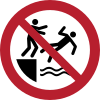 Señal ISO 7010 P062: Prohibido empujar a otras personas al agua