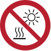 Señal ISO 7010 P068: No exponer a la luz solar directa ni a superficies calientes