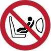Señal ISO 7010 P074: Prohibido instalar un asiento infantil