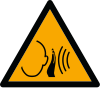 Señal ISO 7010 W038: Ruido fuerte repentino