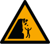 Señal ISO 7010 W053: Desprendimiento de rocas de un acantilado inestable