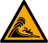 Señal ISO 7010 W065: Mar gruesa u olas rompientes altas