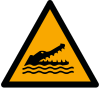 Señal ISO 7010 W067: Cocodrilos, aligátores o caimanes