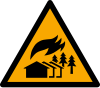 Señal ISO 7010 W073: Zona de incendio de gran extensión